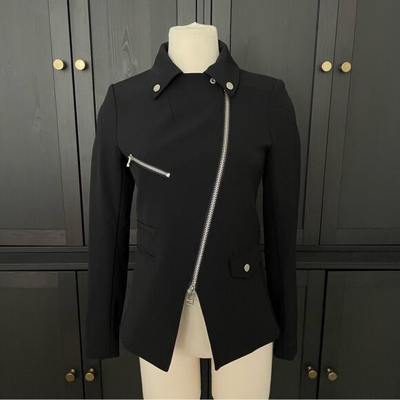 Veronica Beard Hadley Moto Scuba Blazer Dickie Jacket Black Size 2 - Picture 3 of 16